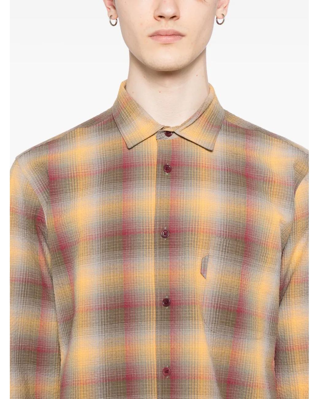 YMC Brown Plaid Curtis Shirt for men