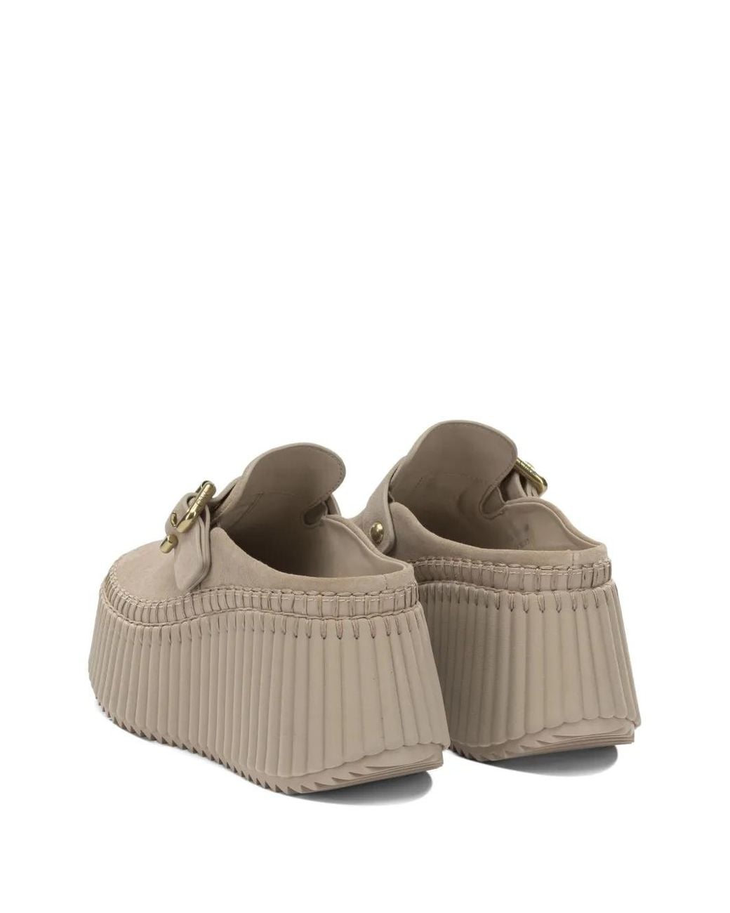Chloé White Nama Plateau-Mules