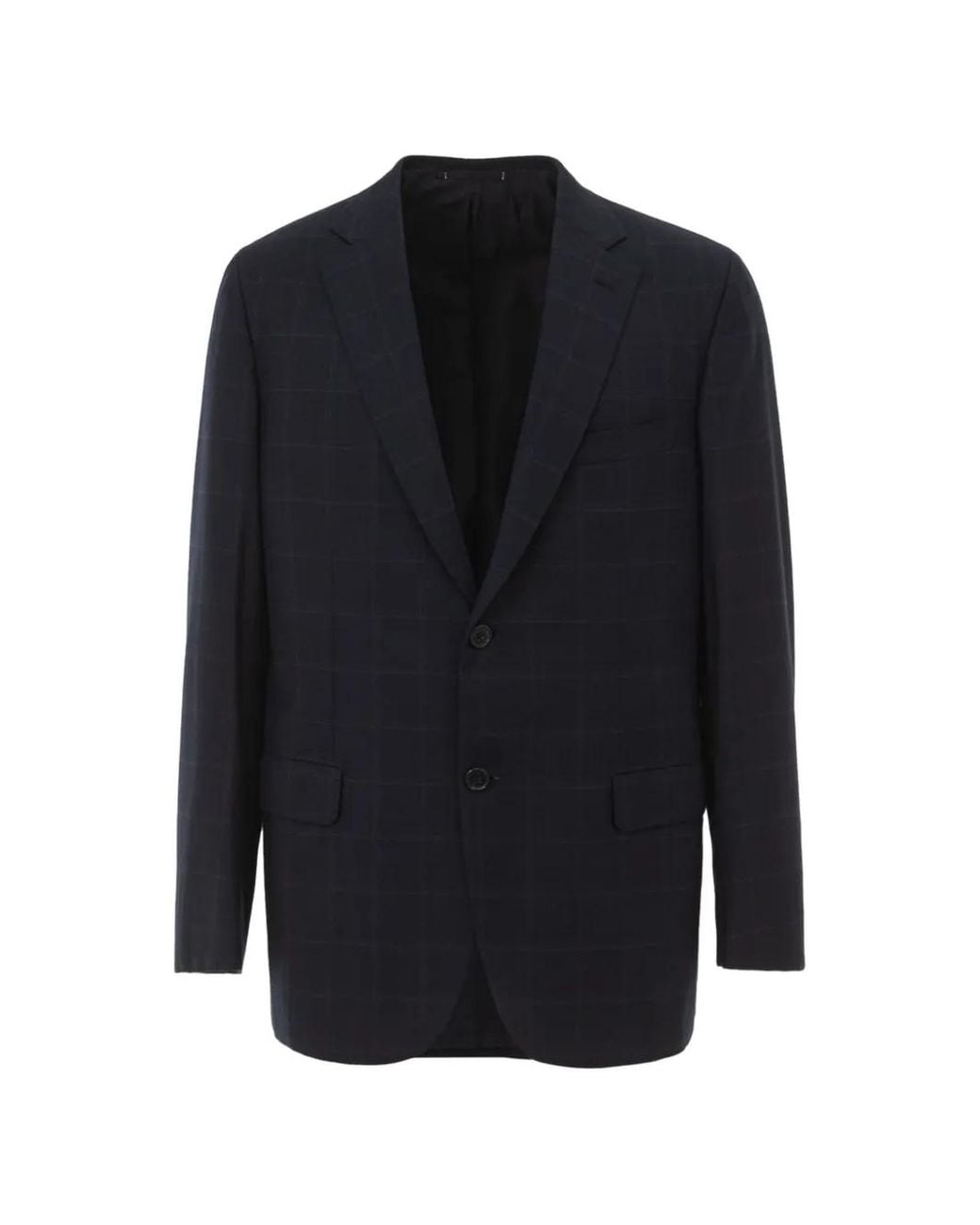 Brioni Blue Check Wool Blazer for men