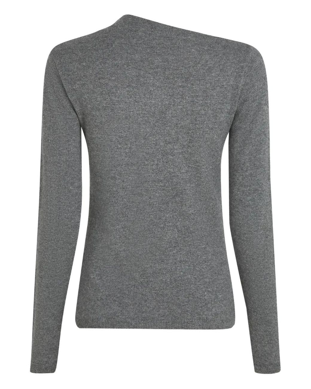 Karl Lagerfeld Gray Asymmetric Logo Cashmere Sweater