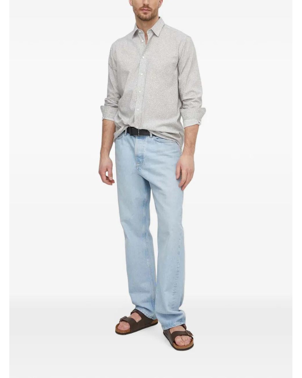 Sisley Gray Patterned Buttoned Shirt for men