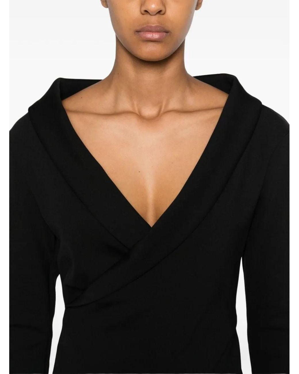 Philosophy Di Lorenzo Serafini Black Off-Shoulder Midi Dress
