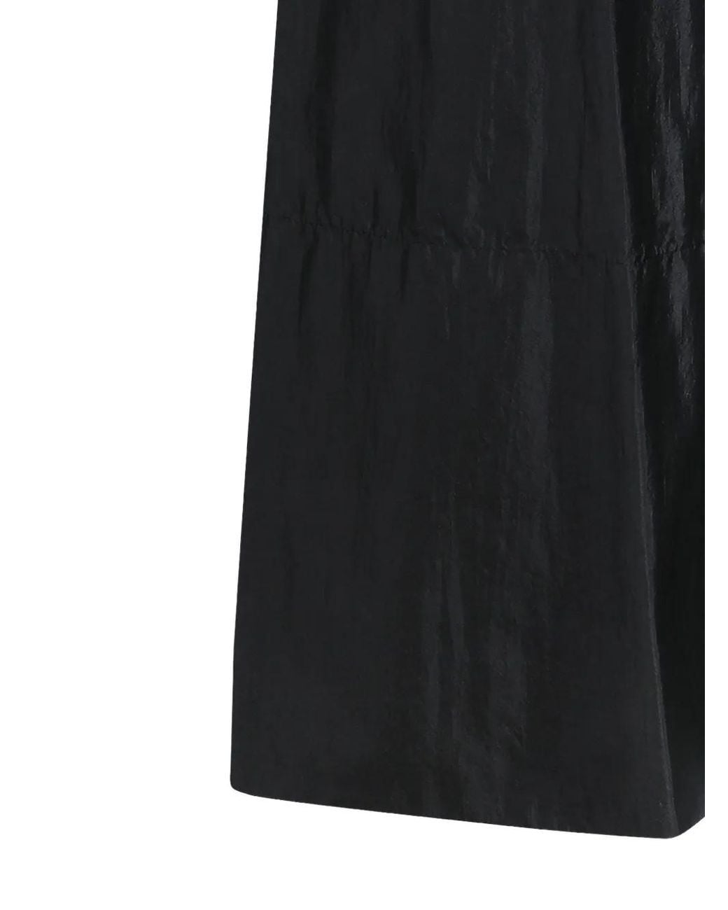 Jil Sander Black Ruffled Drawstring Midi Skirt