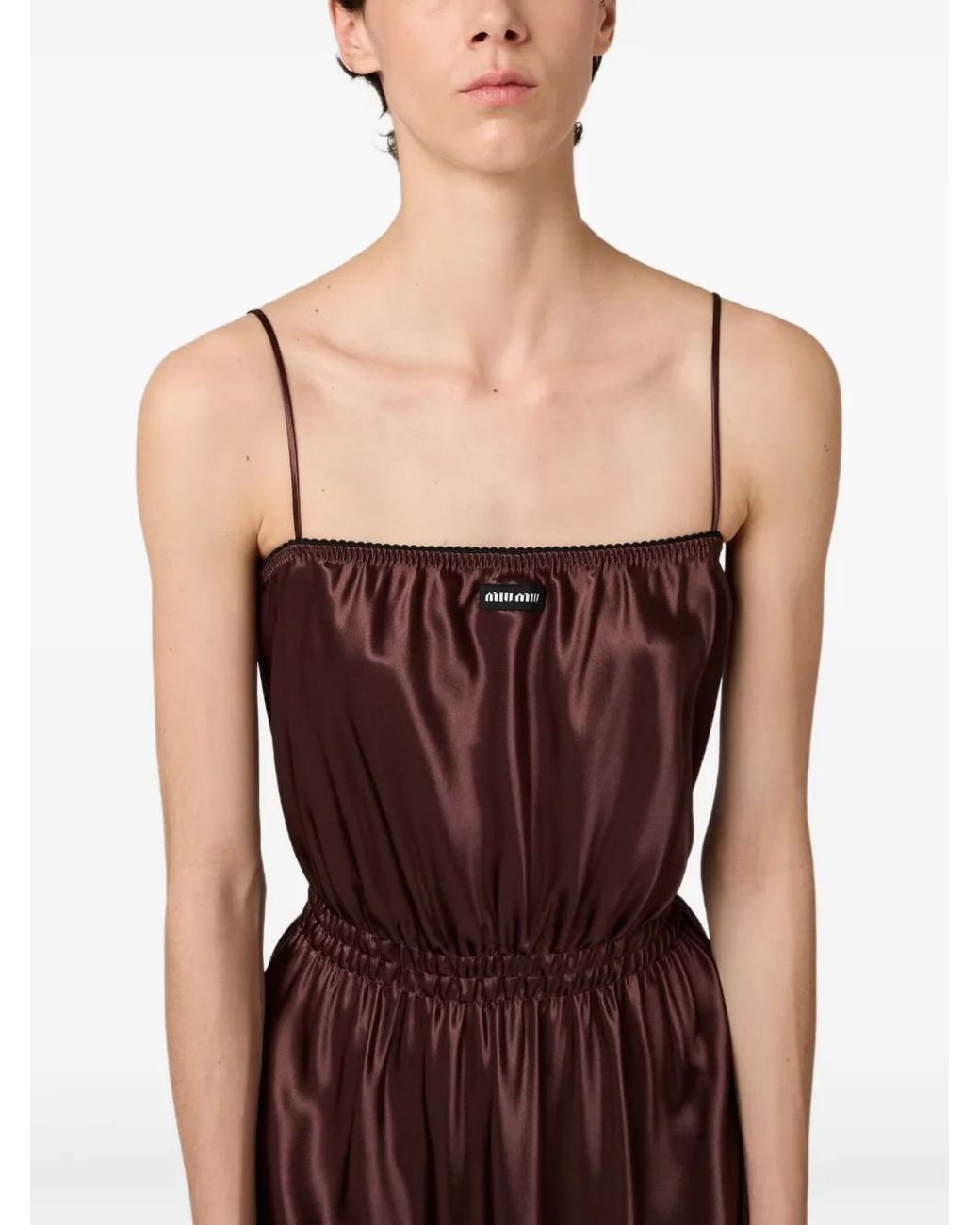 Miu Miu Satin Maxi Dress in Purple | Lyst
