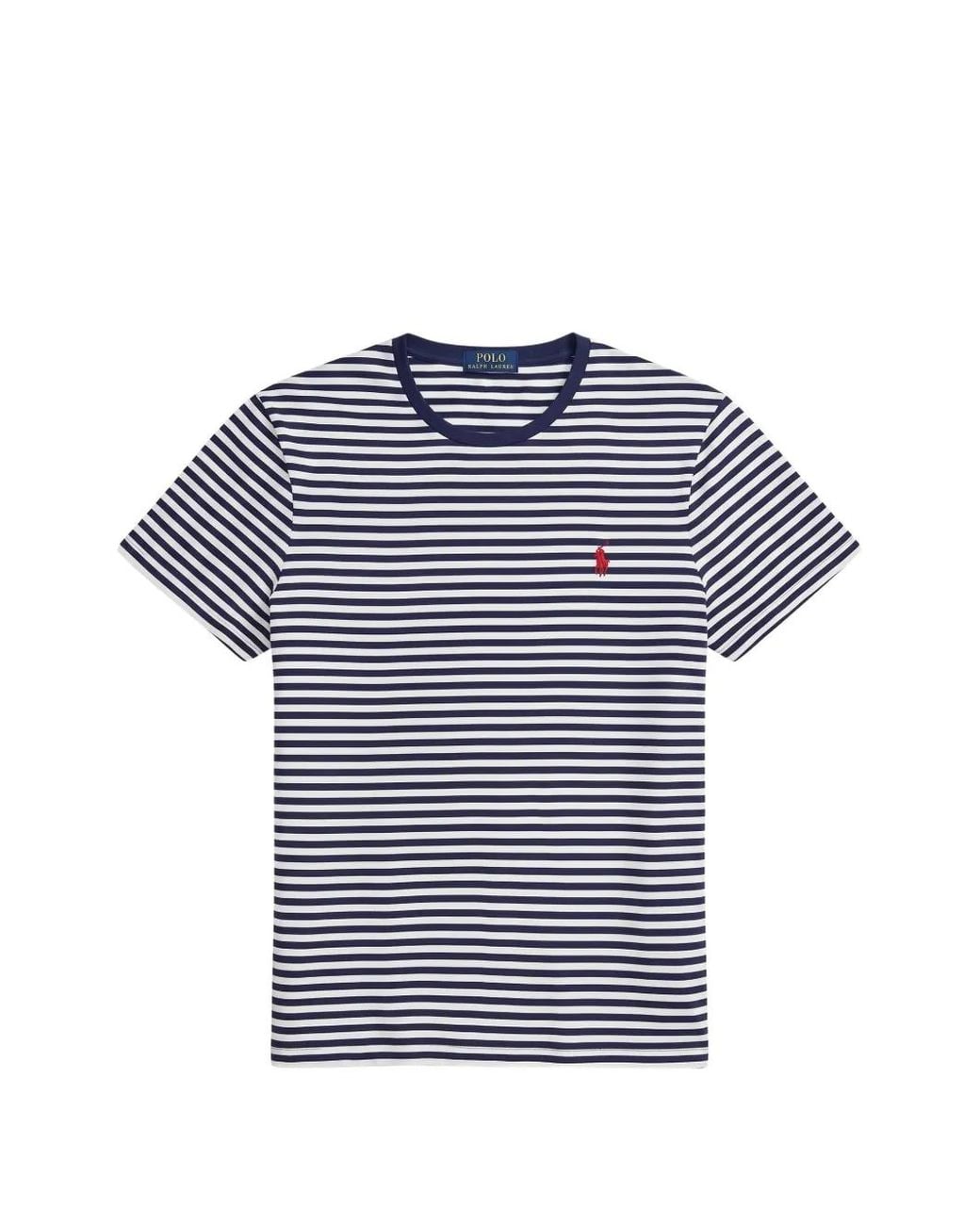 Polo Ralph Lauren Blue Custom Slim Fit Striped Jersey T-Shirt for men