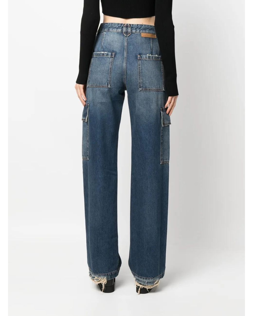 Stella McCartney Blue Cargo-Pockets Straight-Leg Jeans