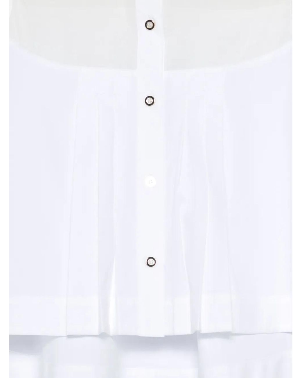 Semicouture White Button-Up Pleated Blouse