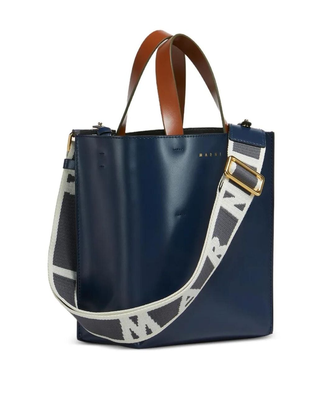 Marni Blue Mini Museo Structured Two-Tone Tote Bag