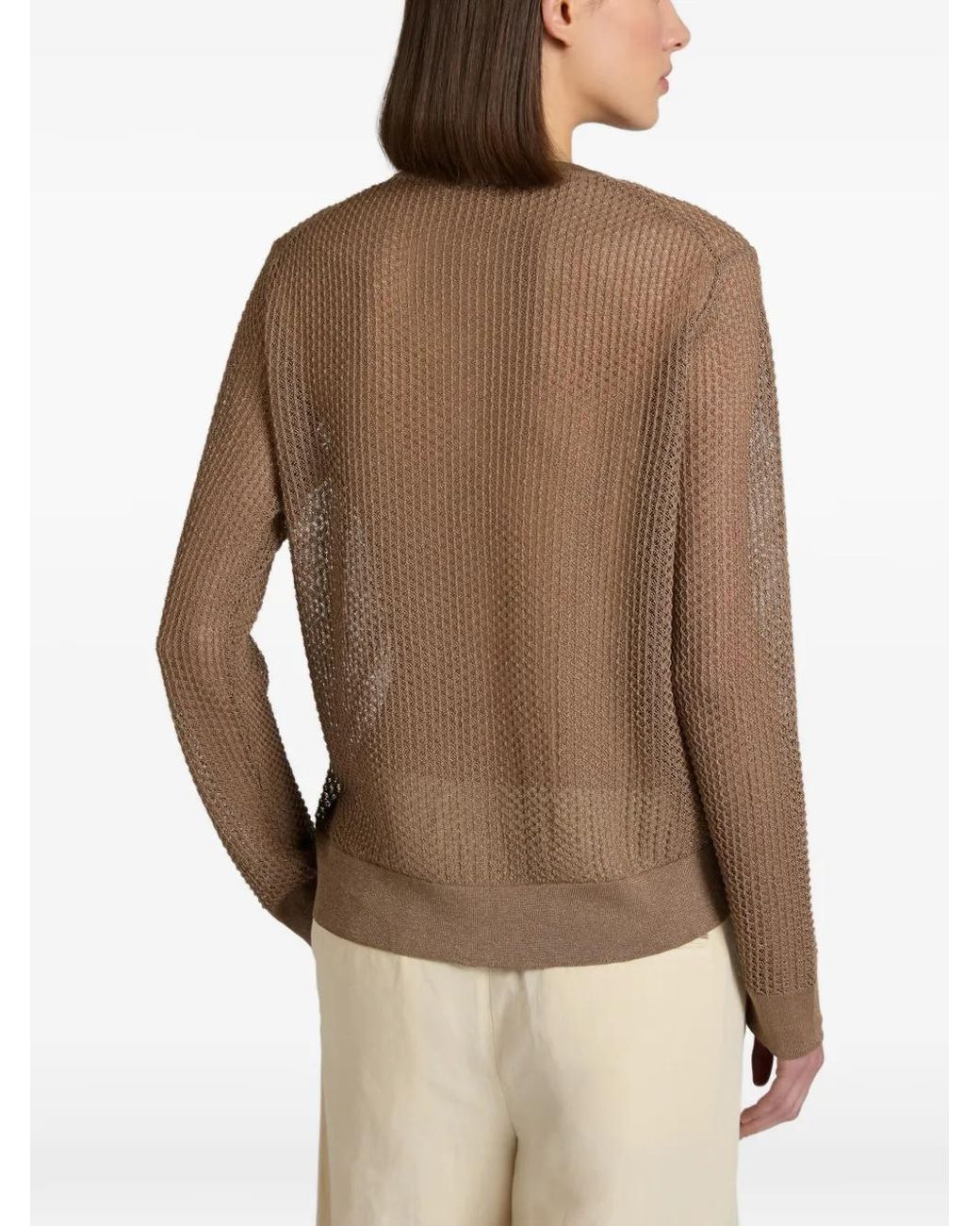 Zanone Brown Open-Knit Cardigan