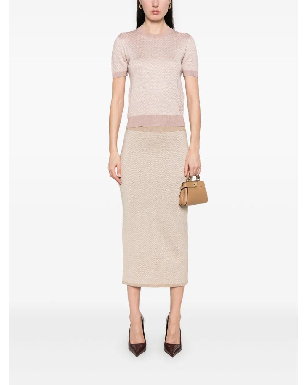 Fendi Natural 'Micro Ff' Skirt