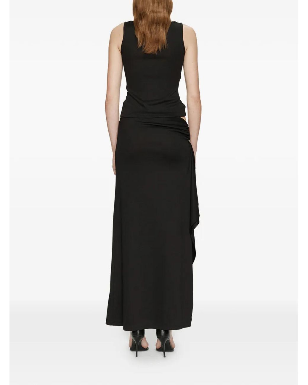 Christopher Esber Black Crystal-Pendant Open Twist Tank Top
