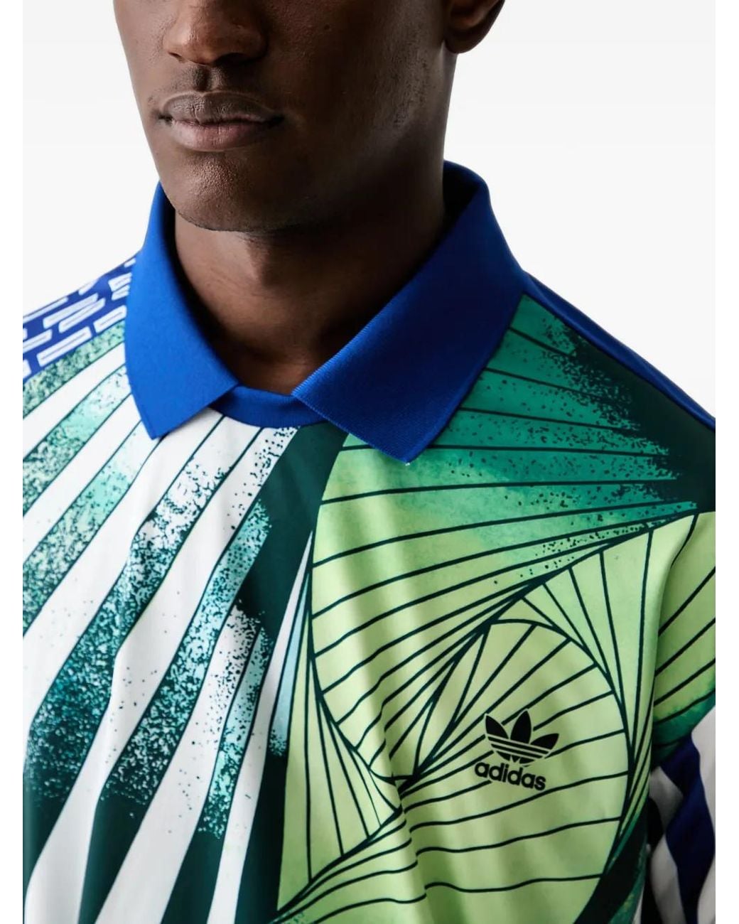 Adidas Blue Graphic-Print Long-Sleeve T-Shirt for men