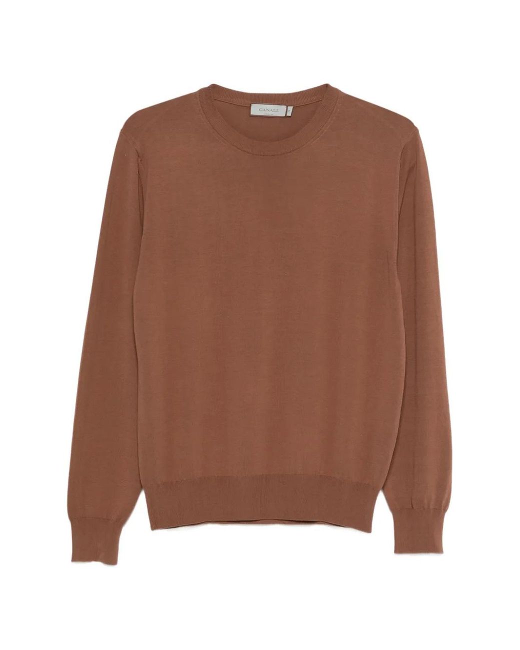 Canali Brown Crew-Neck Long-Sleeve Sweater for men