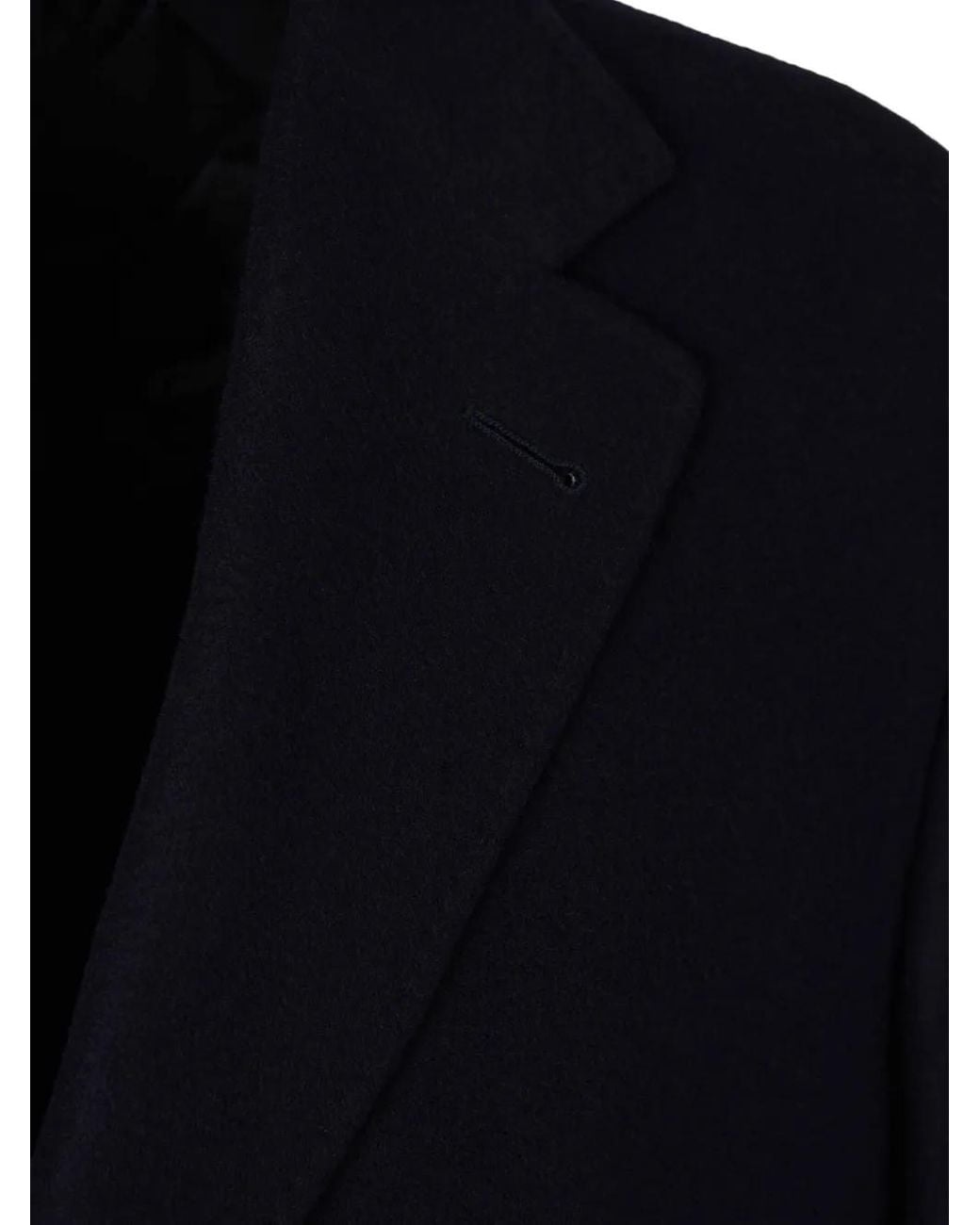 Canali Black Single-Breasted Notched-Lapels Coat for men
