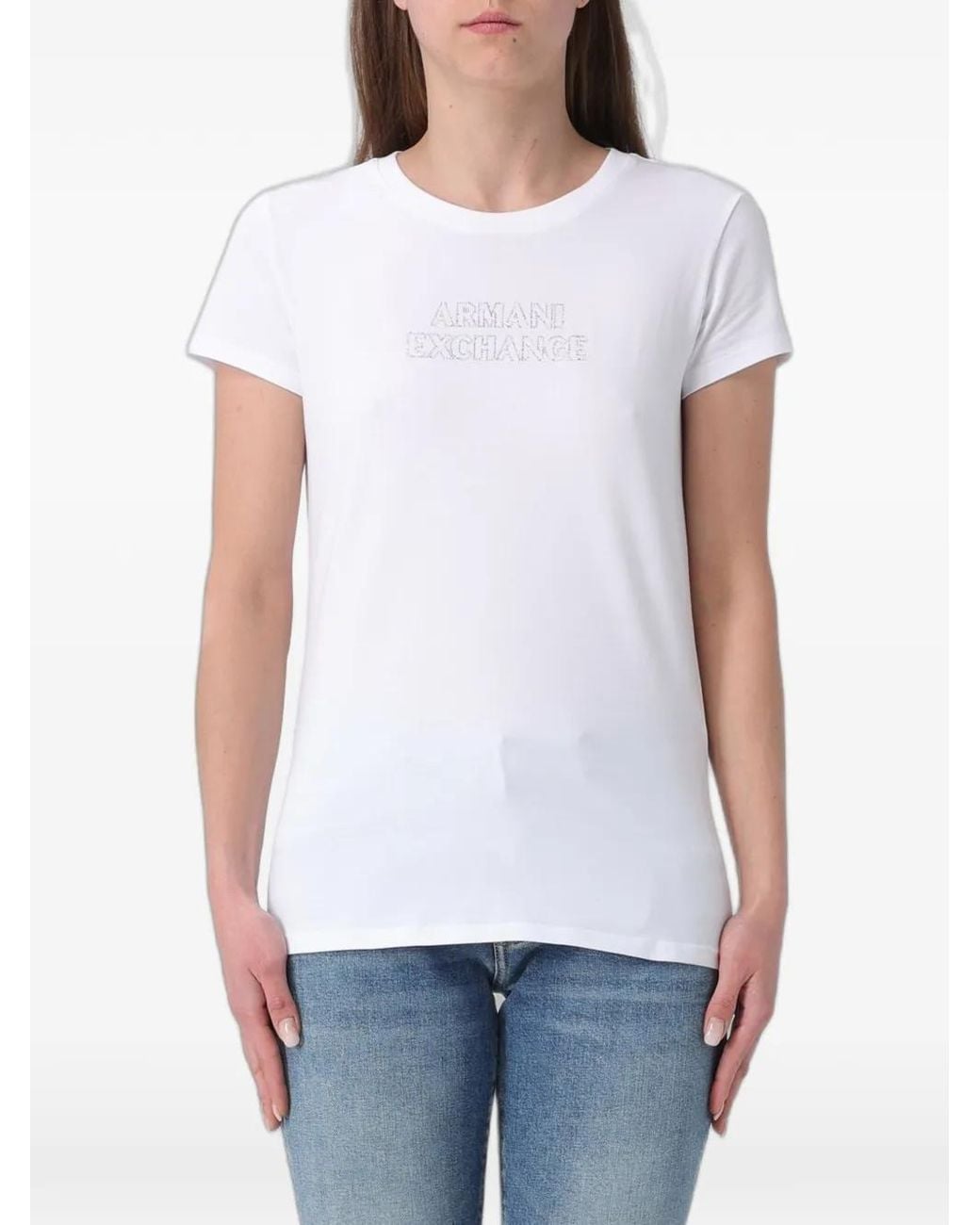 ARMANI EXCHANGE White Logo-Print T-Shirt