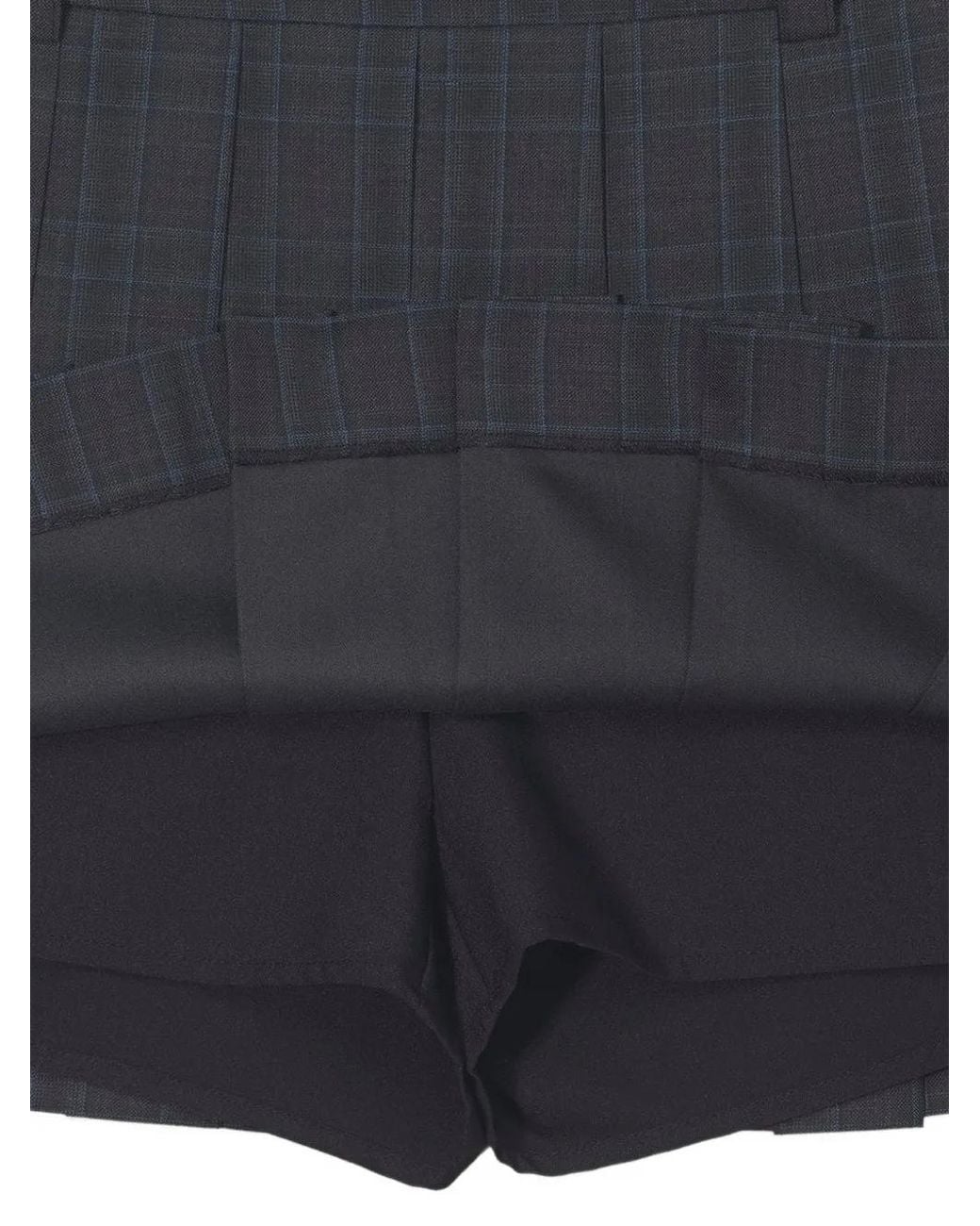 DUNST Gray Pleated Checked Mini Skirt
