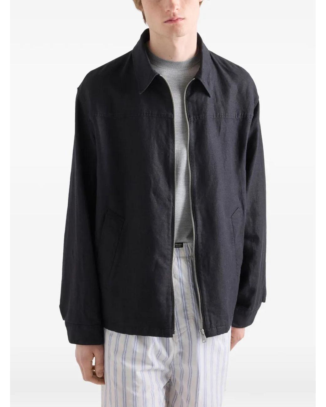 Prada Blue Linen Jacket for men