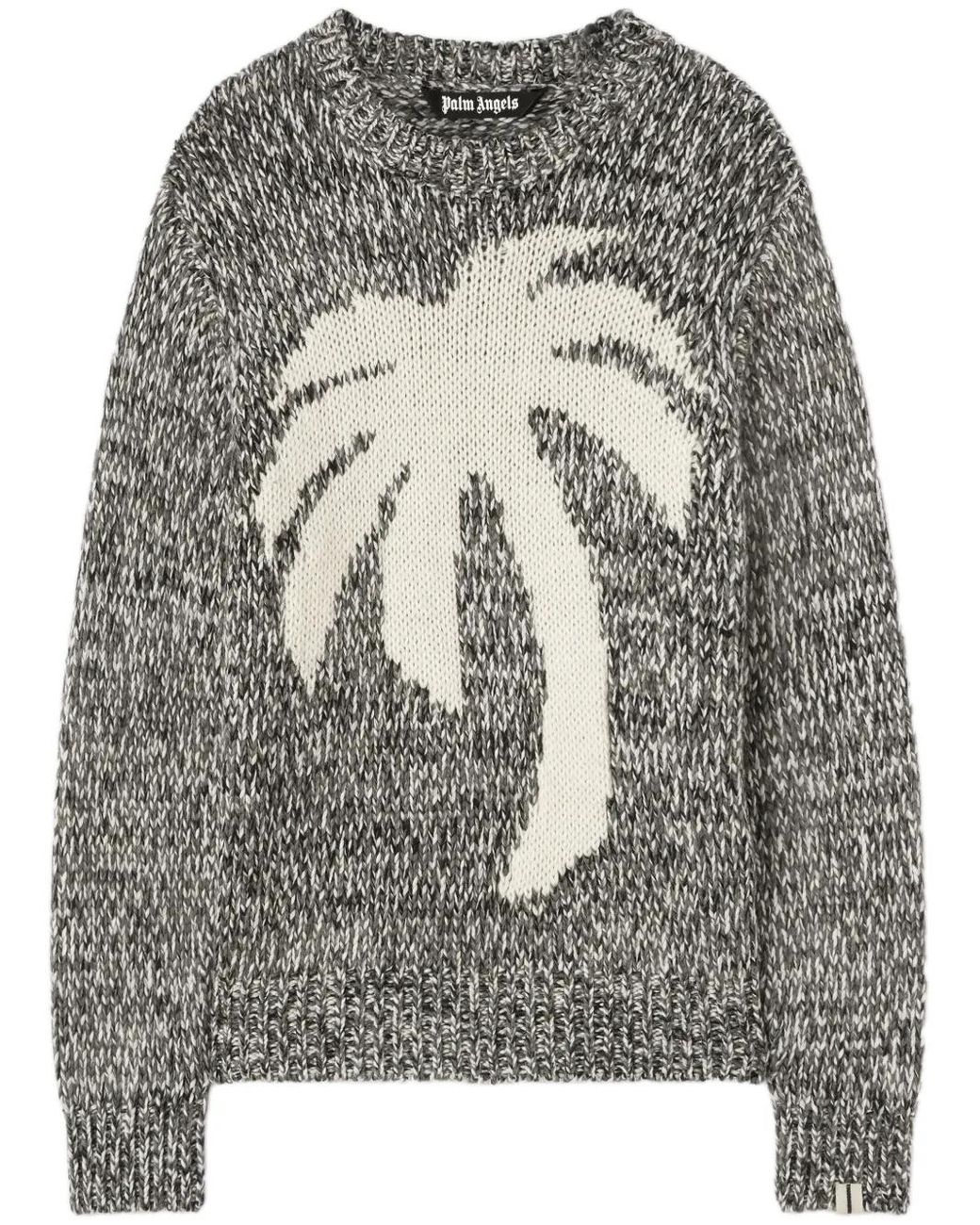 Palm Angels Gray Melange Palm Knit for men