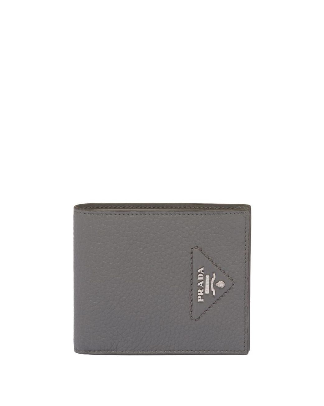Prada Pebbled-texture Logo-plaque Wallet in Grey for Men | Lyst UK