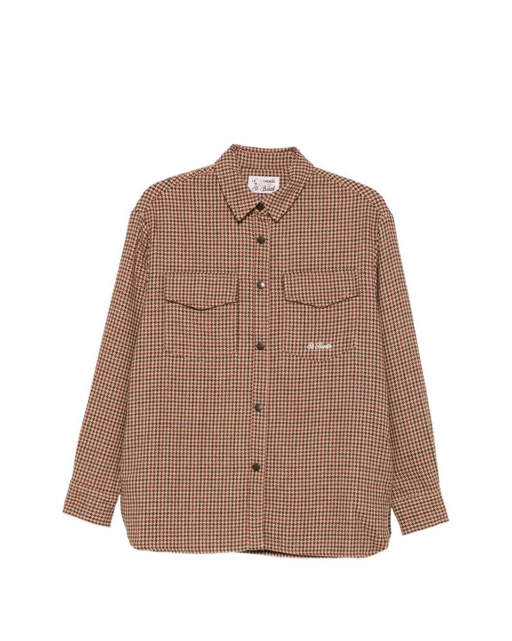 Mc2 Saint Barth Brown X Disney Mickey Mouse Houndstooth-Pattern Shirt