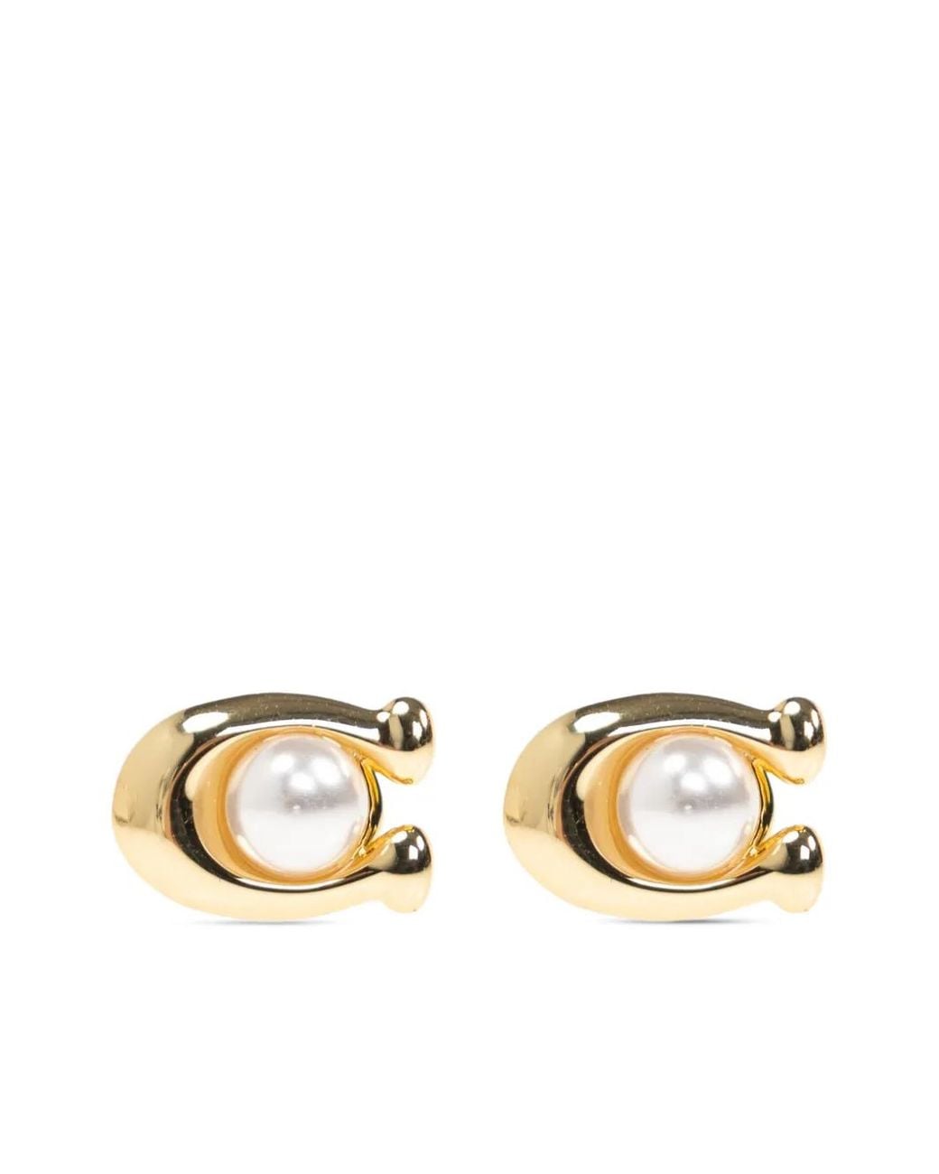 COACH White C Pearl Necklace (Set Of Two)