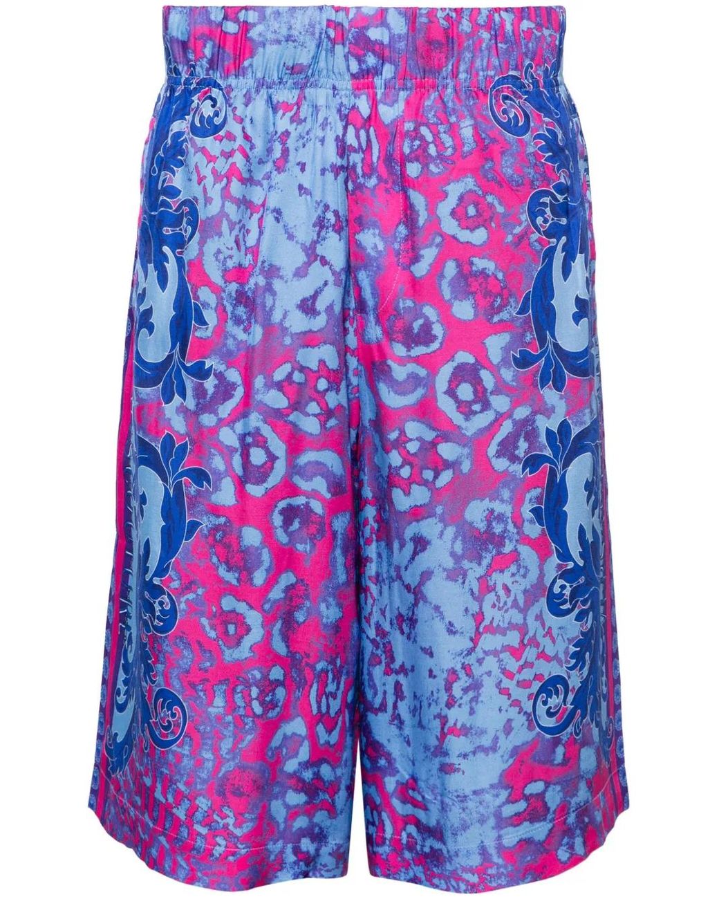 Versace Jeans Couture Blue Baroque-Pattern Bermuda Shorts for men