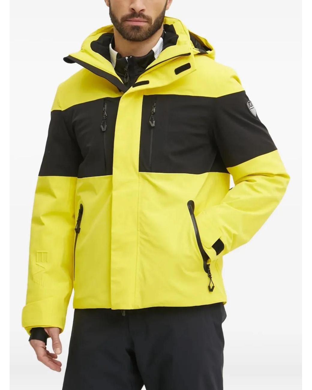 EA7 Yellow Panelled Hooded Performance Jacket for men