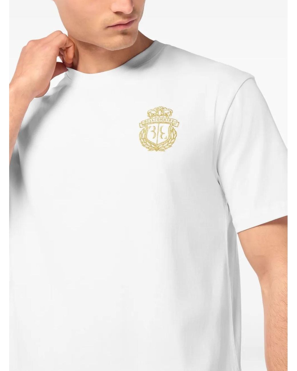 Billionaire White Embroidered Crest T-Shirt for men