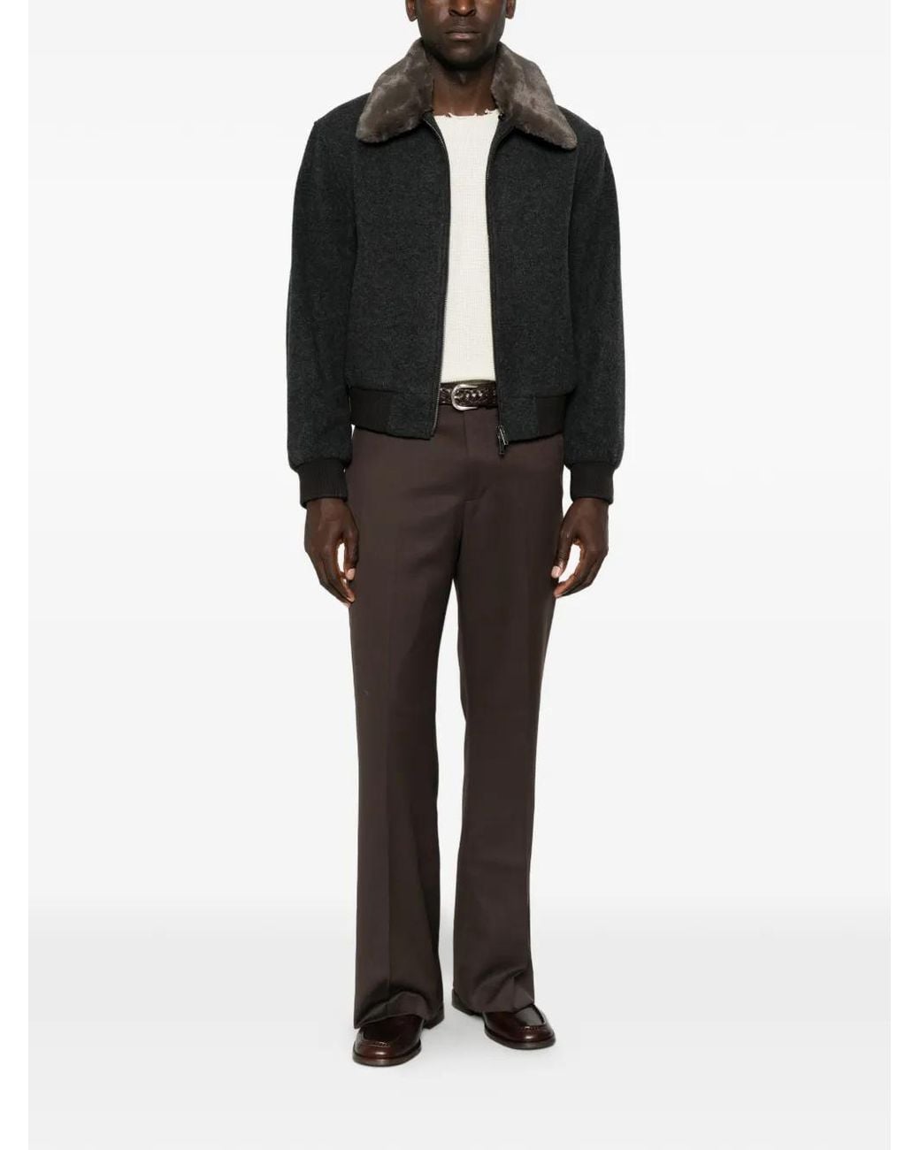TONYWACK Black Pressed-Crease Tailored Trousers for men