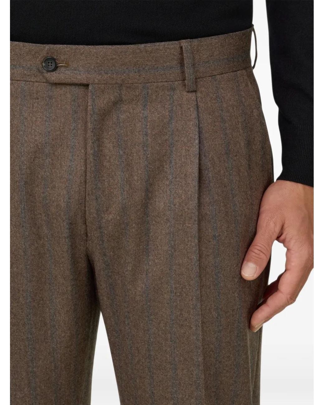 Boggi Brown Suit Pinstripe Wool-Flannel for men
