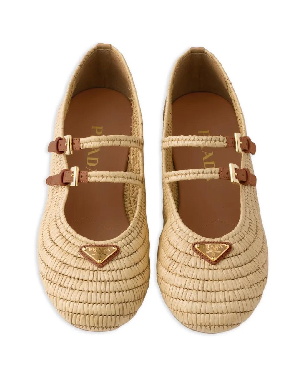 Prada Multicolor Leather Double-Straps Crochet Ballerinas