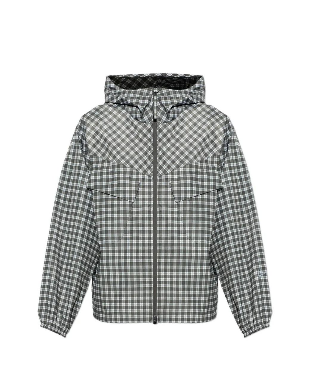 KENZO Gray Checks Hooded Jacket for men
