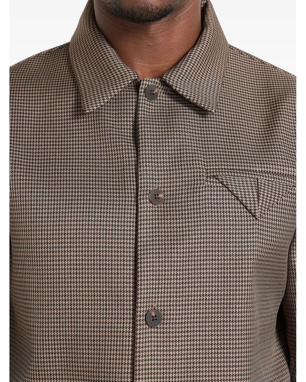 Manière De Voir Brown Leo Houndstooth Overshirt for men