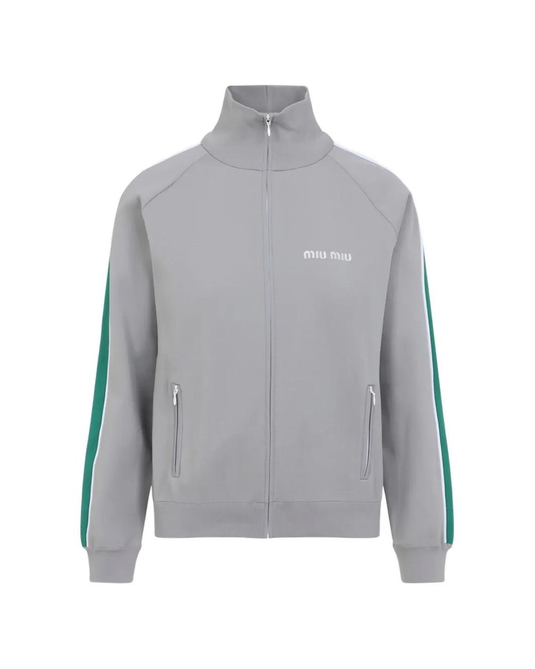 Miu Miu Gray Logo Nylon Cardigan