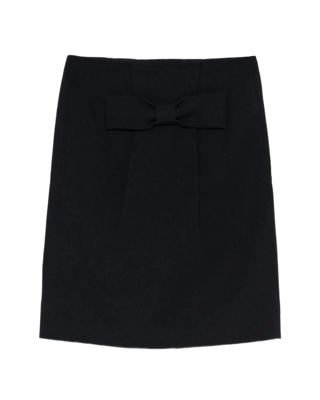 ShuShu/Tong Black Bow-Detail Wool Skirt