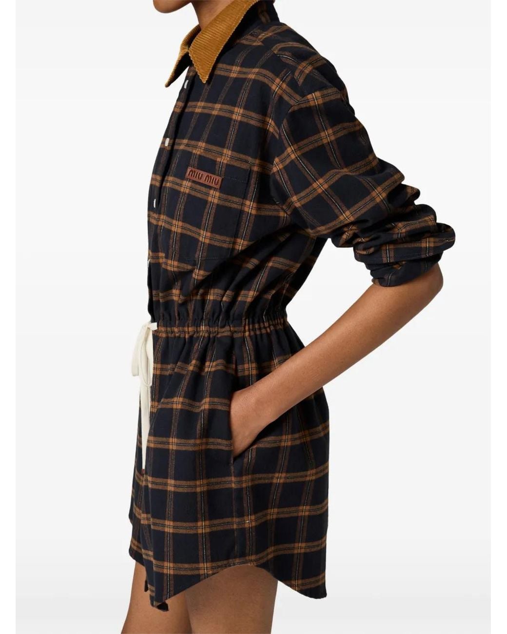 Miu Miu Black Checked Flannel Dress