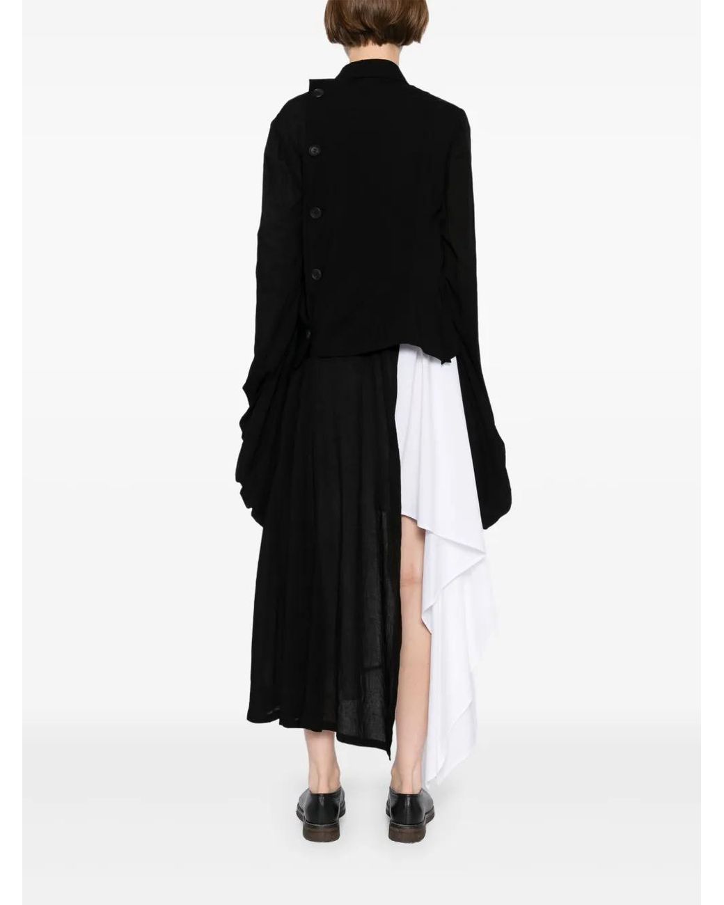 Yohji Yamamoto Black Balloon-Sleeves Wrap Blazer