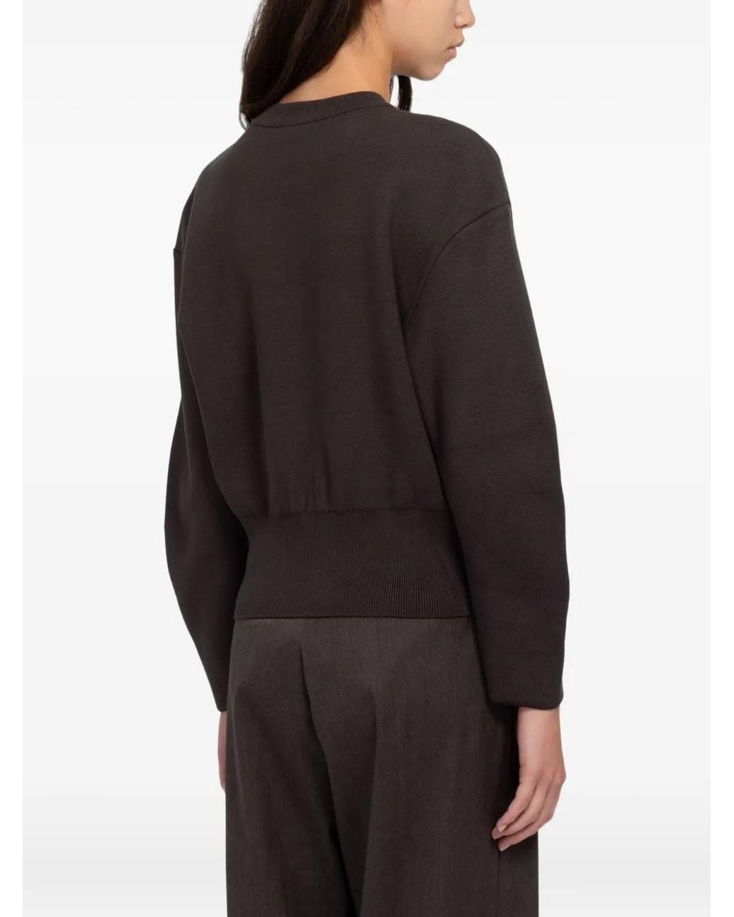 Amomento Black Rounded-Sleeve Cardigan