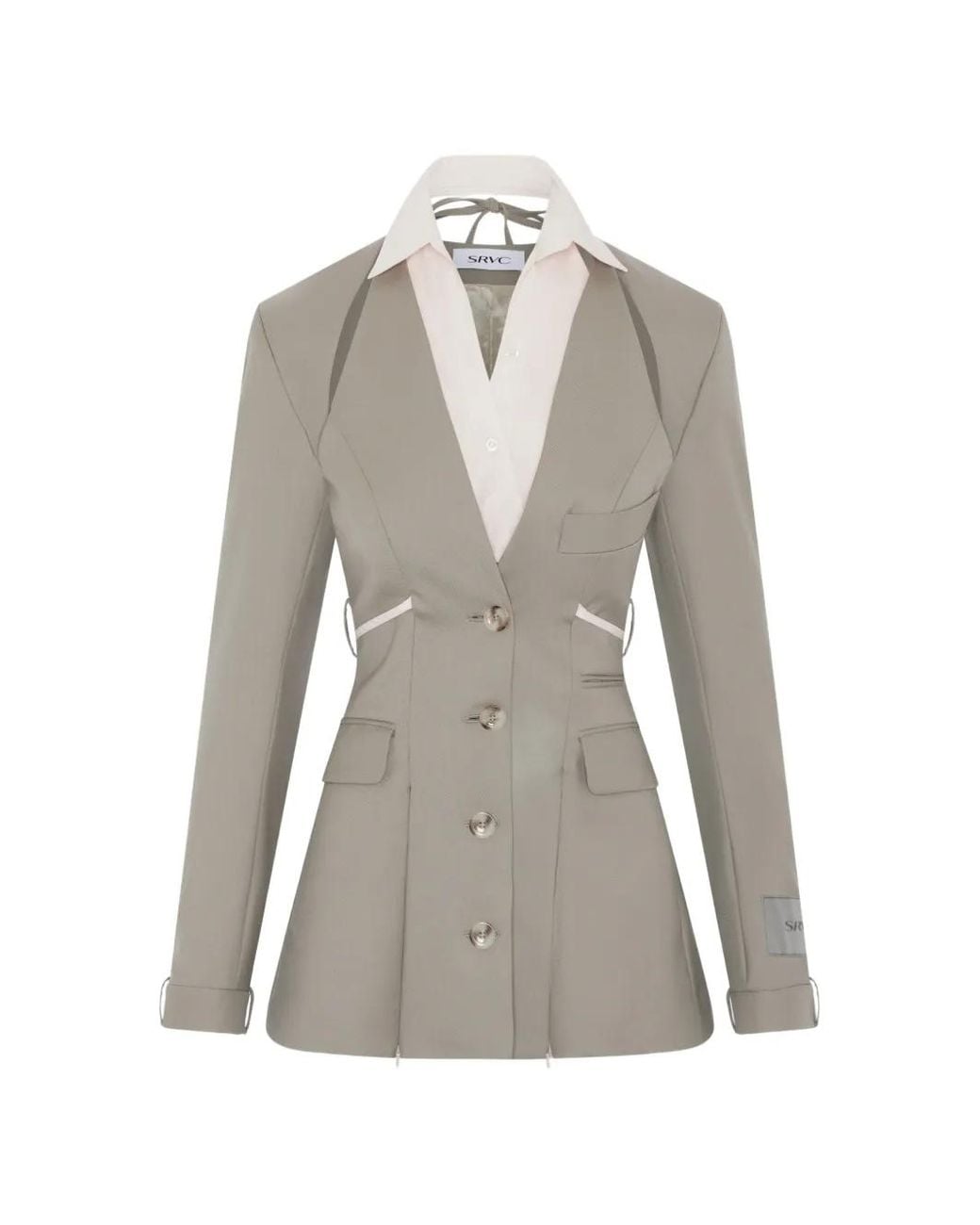 SRVC Studio Gray Serpentine Cut-Out Tailored Jacket