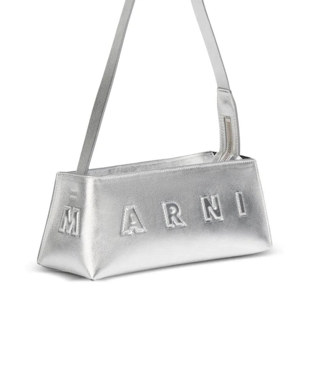 Marni White Sac Porté Épaule En Cuir À Design Embossé