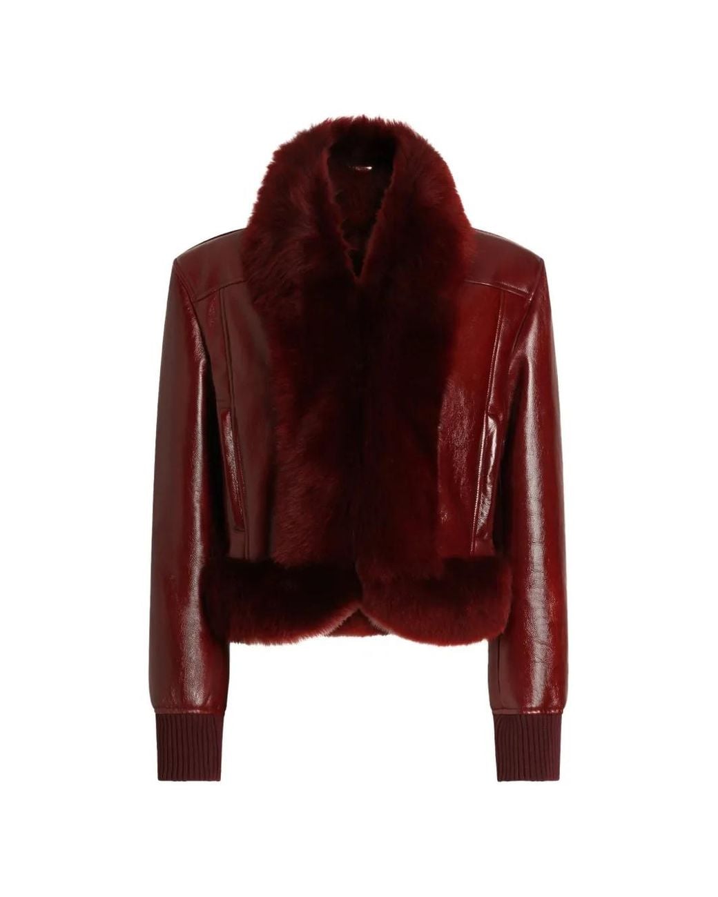 Dolce & Gabbana Red Veste En Peau D'Agneau