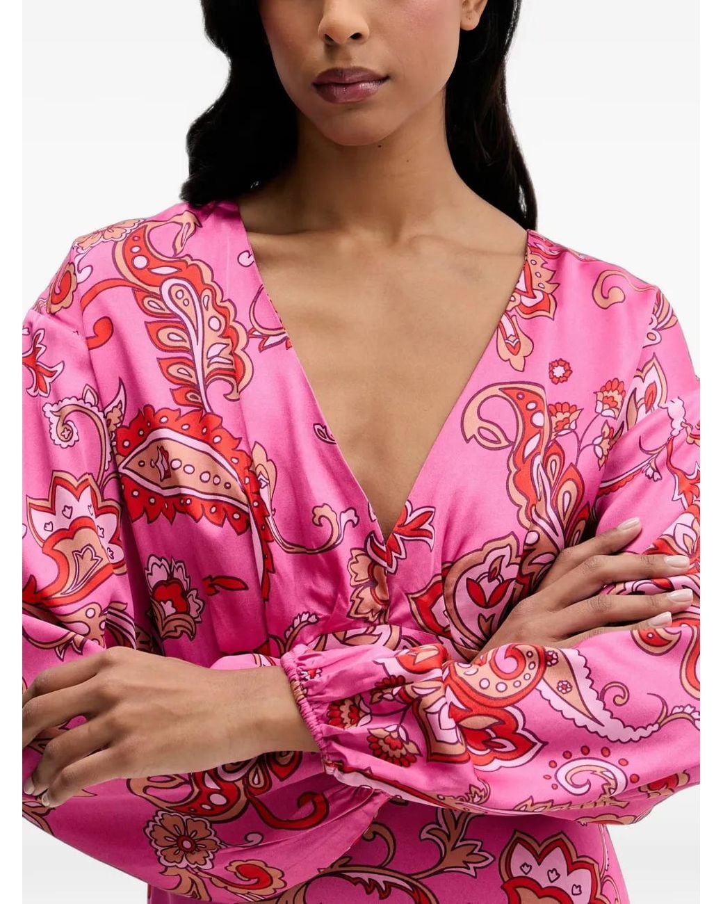 Never Fully Dressed Pink Paisley-Print V-Neck Maxi Dress