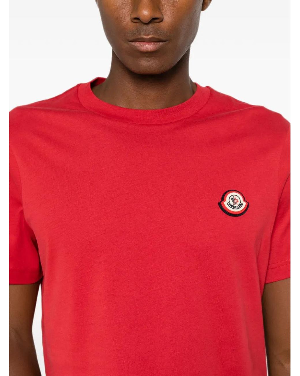 Moncler Red T-Shirt À Logo En Jersey De Coton for men