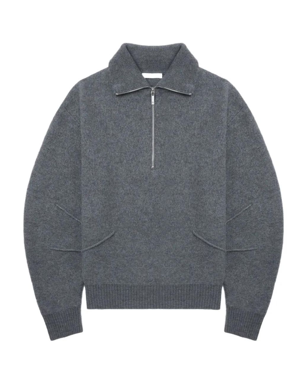 Helmut Lang Gray Zip-Collar Sweater