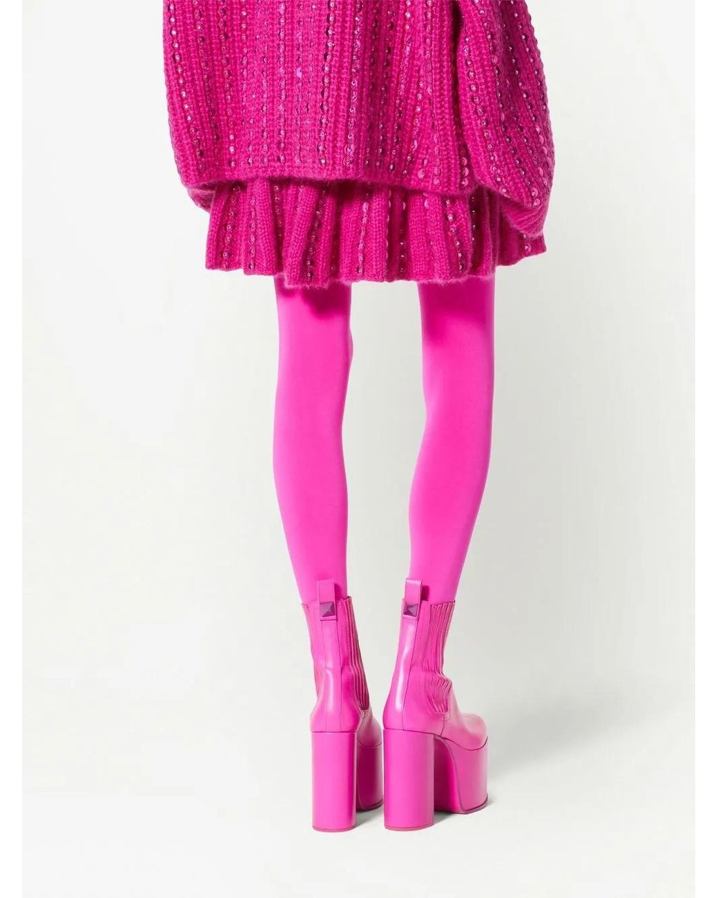 Valentino Garavani Pink Embroidered Knitted Mini Skirt