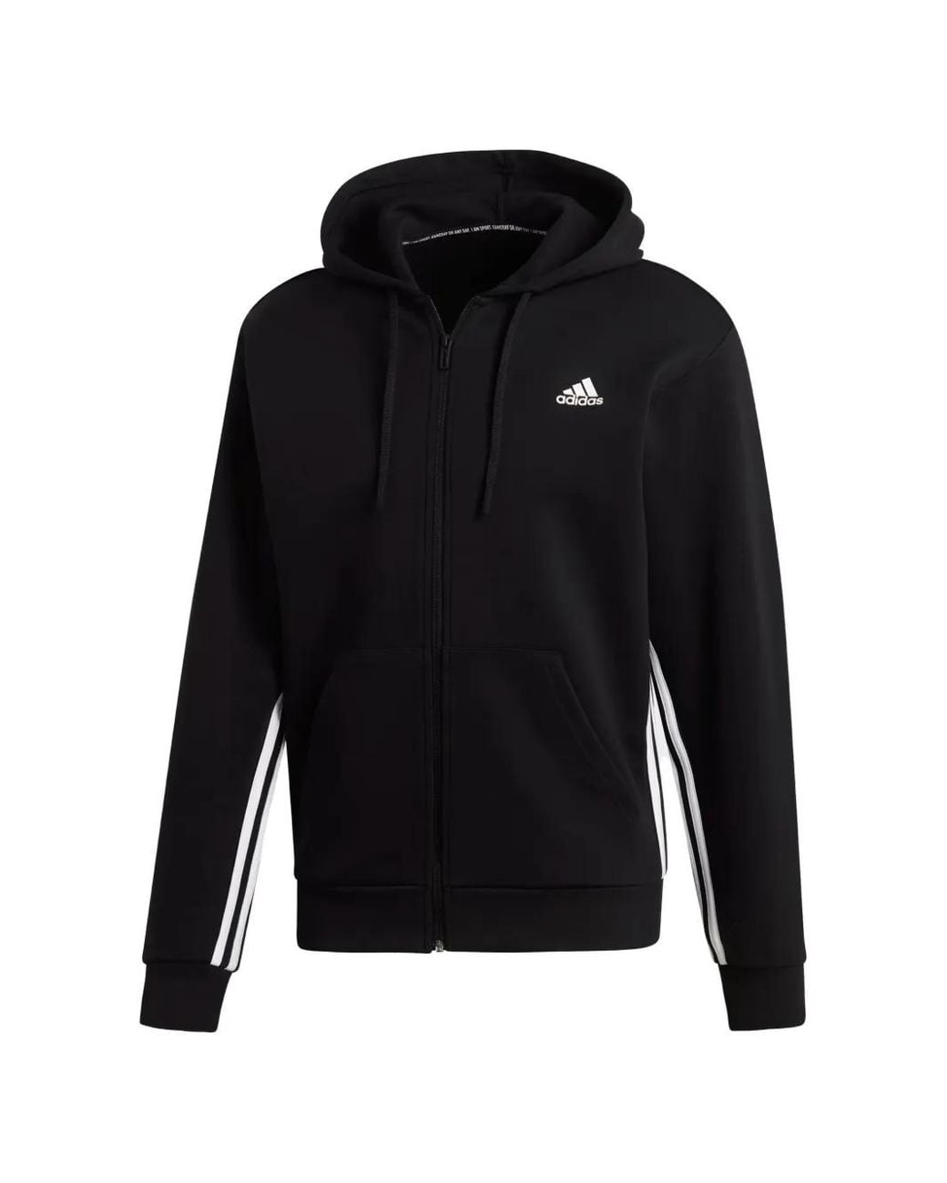 Adidas Black Zipper Three-Stripe Hoodie for men