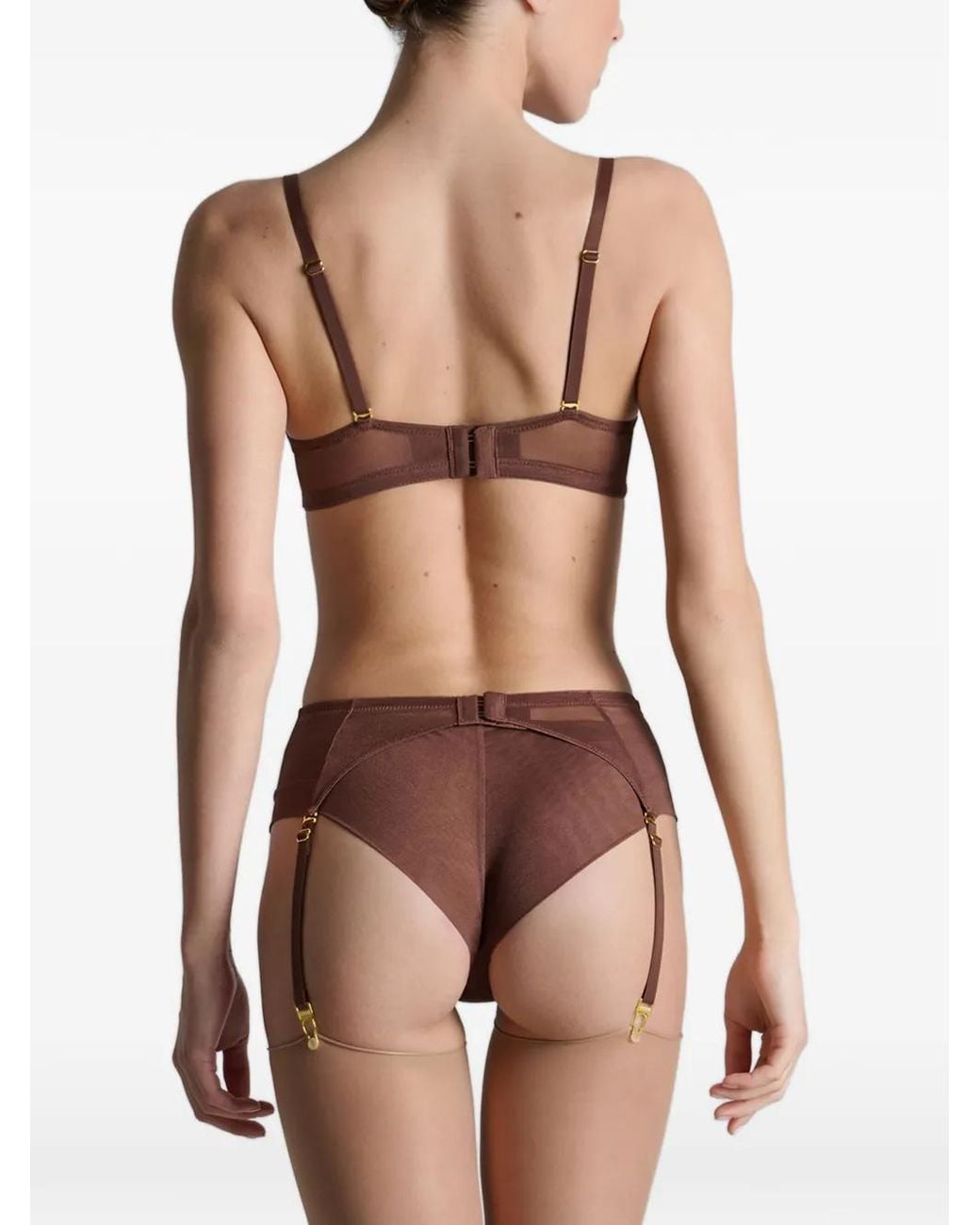 Maison Close Brown Corps À Corps Semi-Sheer Garter Belt