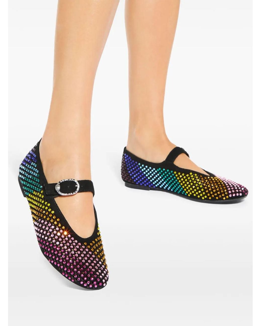 Kurt Geiger Black Ballerinas With Shimmering "Mayfair" Crystals