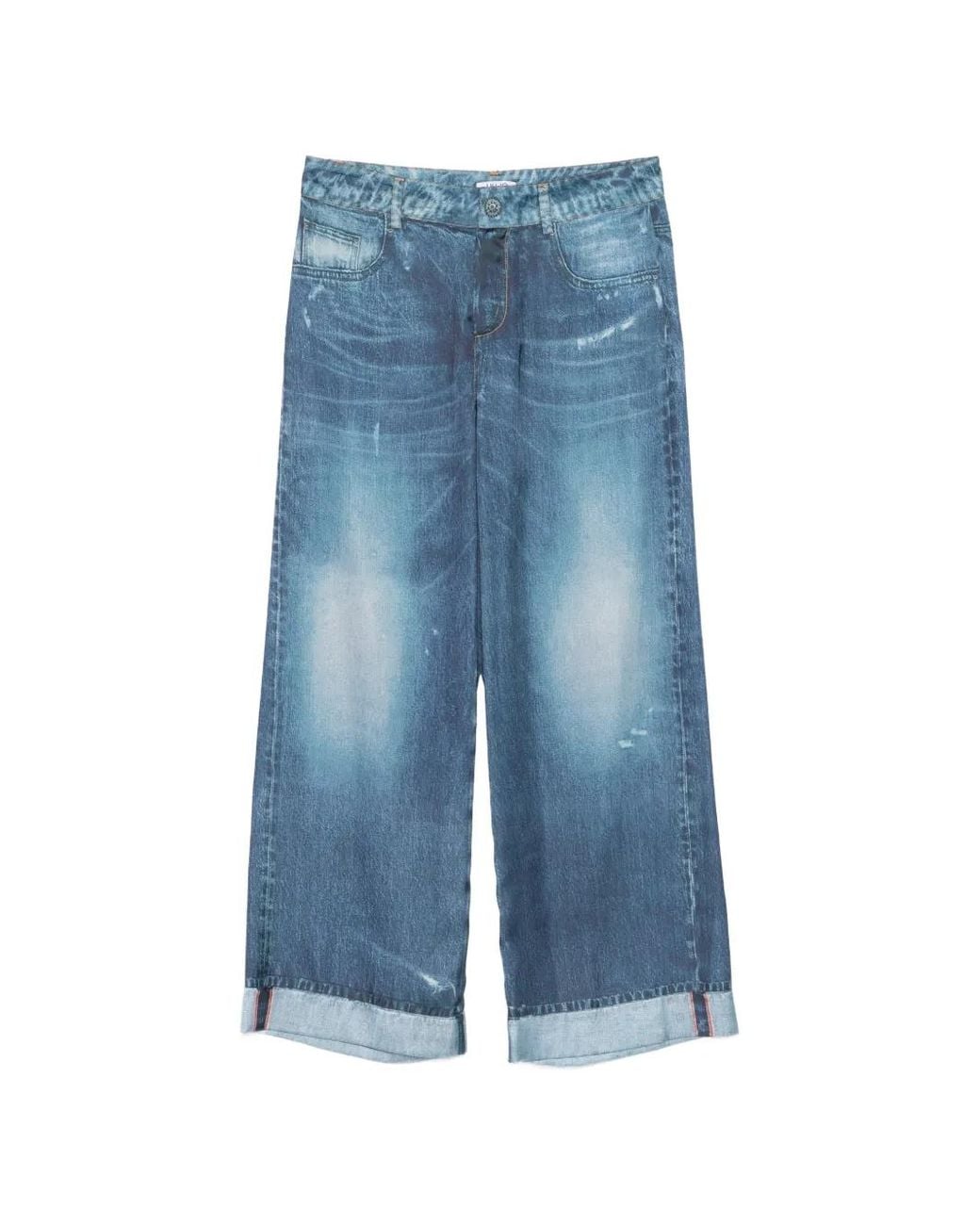 Liu Jo Blue Digital-Print Trousers
