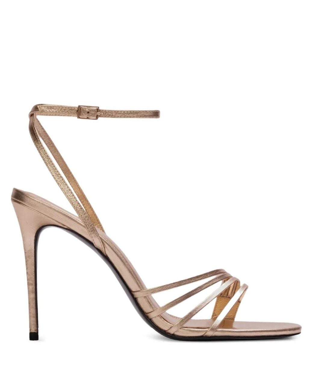 Black Suede Studio White Ella Metallic Multi-Strap Sandals